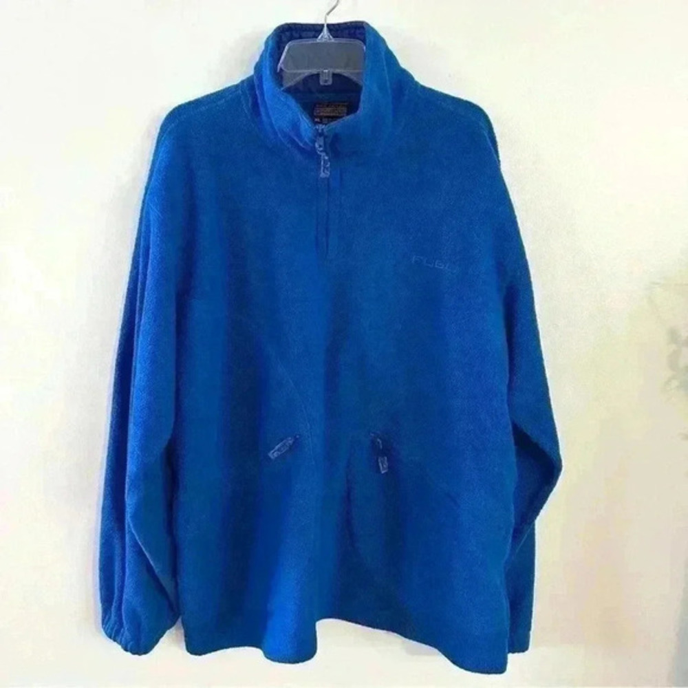 Fubu Men's Fleece Sweater Sweatshirt Size XL‎ 1/4 Zip Pullover Blue